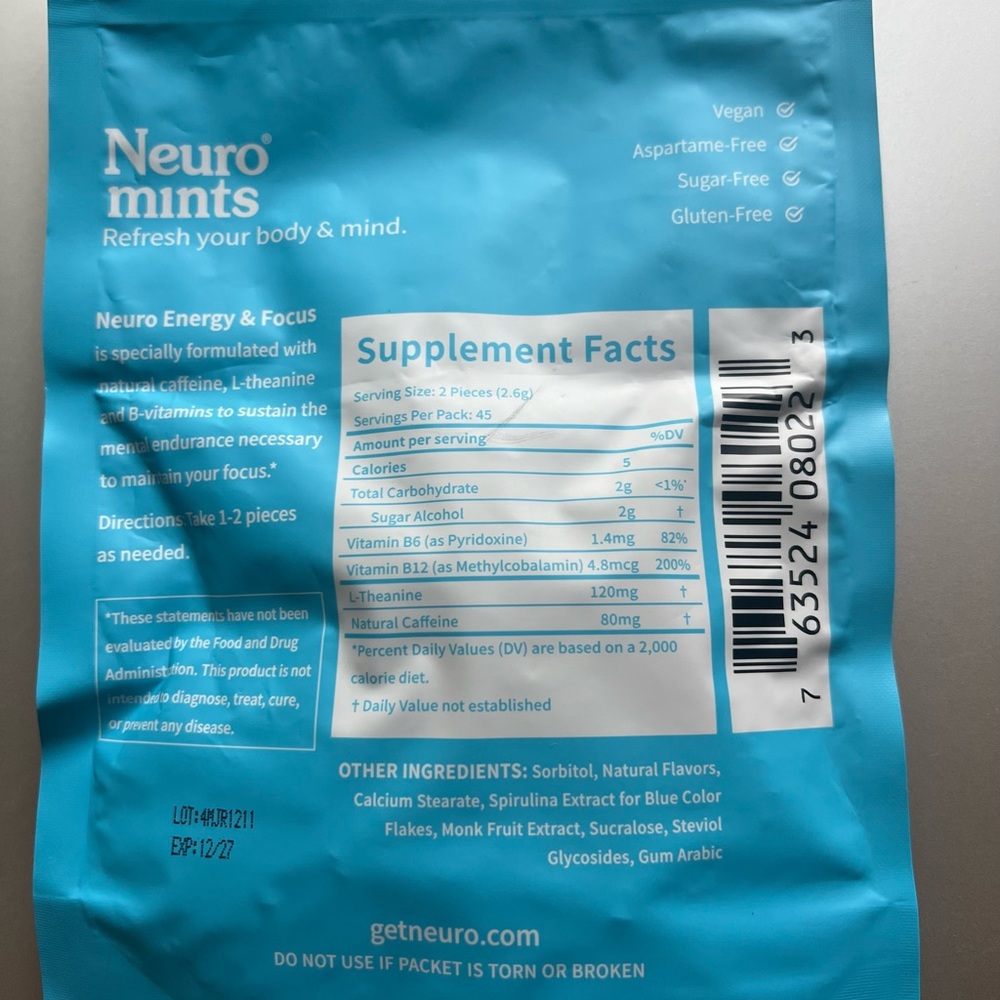Neuro Mints Energy & Focus Peppermint Pack - Picture 4 of 4